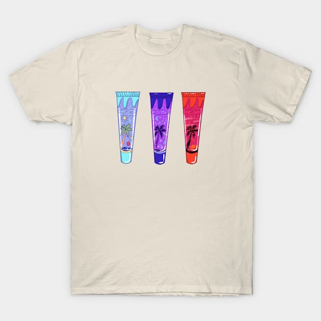 Tropical  lip gloss trio T-Shirt by MiaArt365